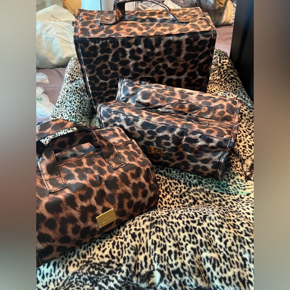 Joy Mangano leopard travel bags